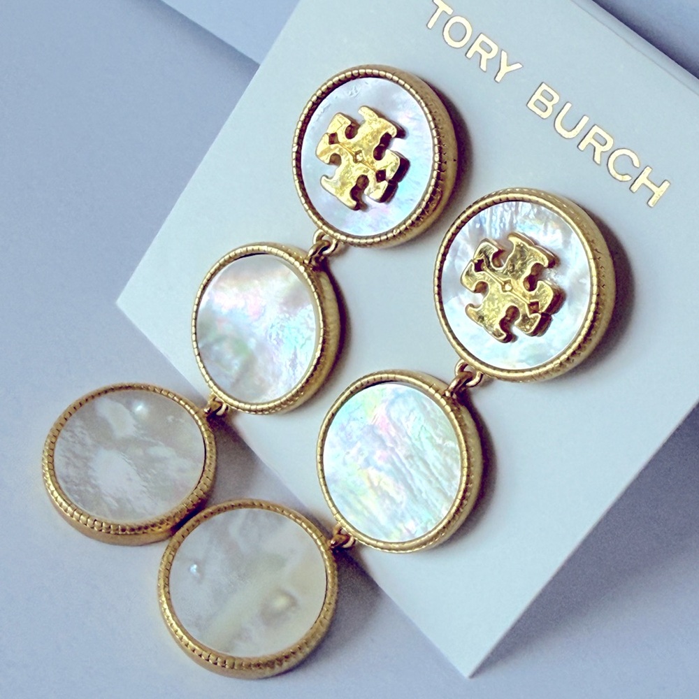 ❌Sale❌Tory Burch Gold and Mother of Pearl-Drop Earrings.